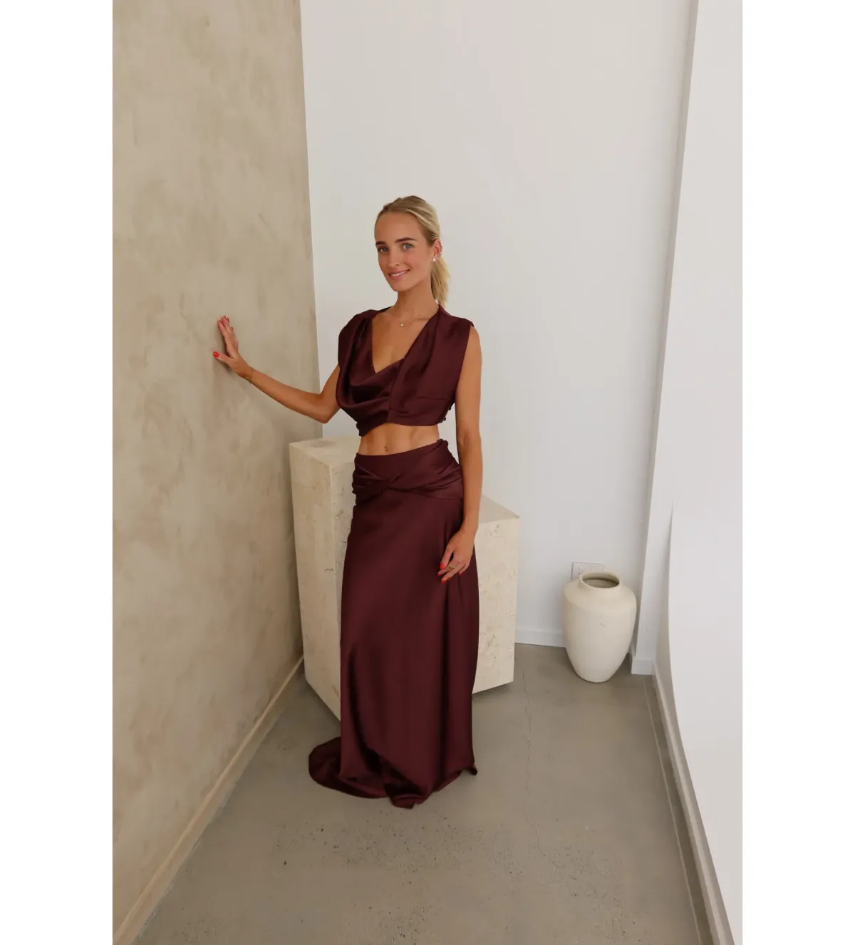 Arcina Ori Andi Top and Maxi Skirt Set Cacao Size S / AU 8 - Image 1