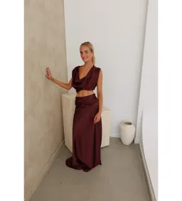 Arcina Ori Andi Top and Maxi Skirt Set Cacao Size S / AU 8 for rent on The Volte - image 1