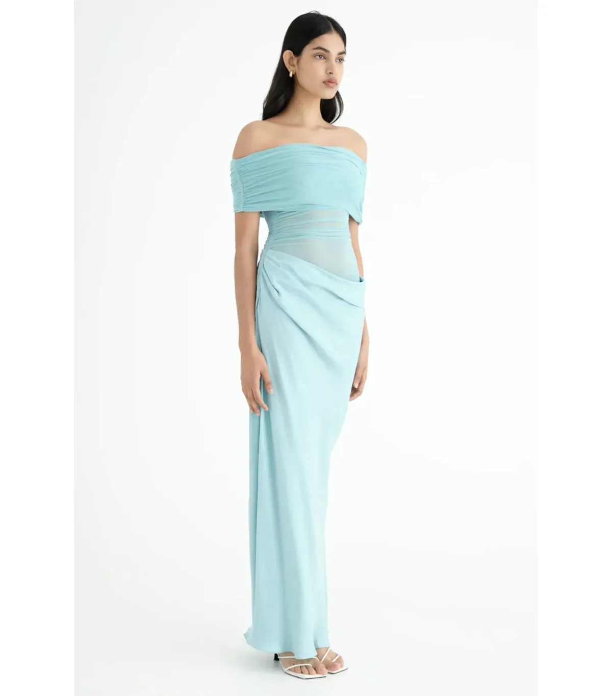 Benni Nico Off Shoulder Maxi Dress Aqua Size AU 6 - Image 2