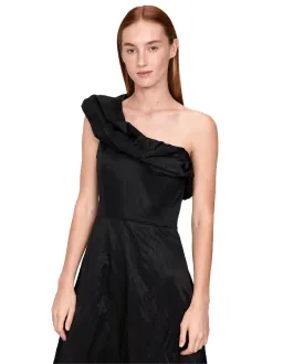 Veronika Maine Satin one shoulder black dress 14 for rent on The Volte - image 4