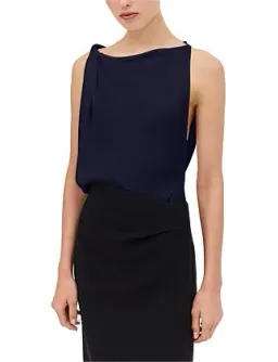 Bianca Spender Navy Satin Crepe Roma Top Navy Size 10 for rent on The Volte - image 2