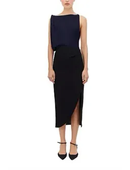 Bianca Spender Navy Satin Crepe Roma Top Navy Size 10 for rent on The Volte - image 4