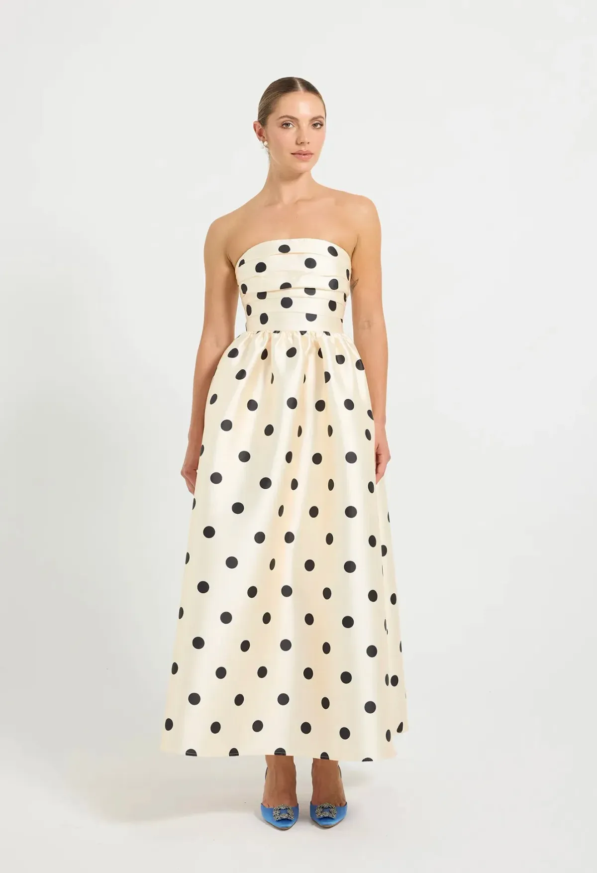 Pasduchas Dottie Strapless Midi Dress Cream Size 10 - Image 3