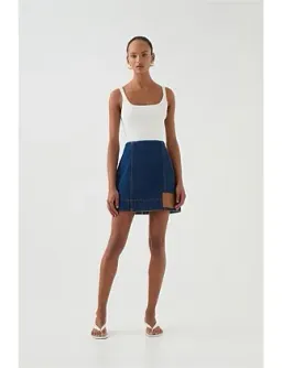 Aje Carmen Denim Mini Skirt Denim Size 6 for rent on The Volte - image 1