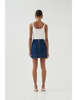 Aje Carmen Denim Mini Skirt Denim Size 6 for rent on The Volte - image 4