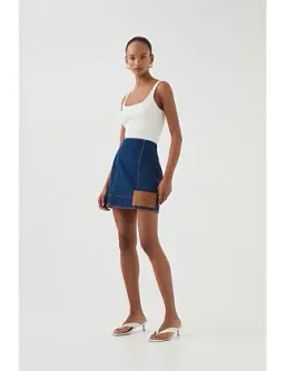 Aje Carmen Denim Mini Skirt Denim Size 6 for rent on The Volte - image 3