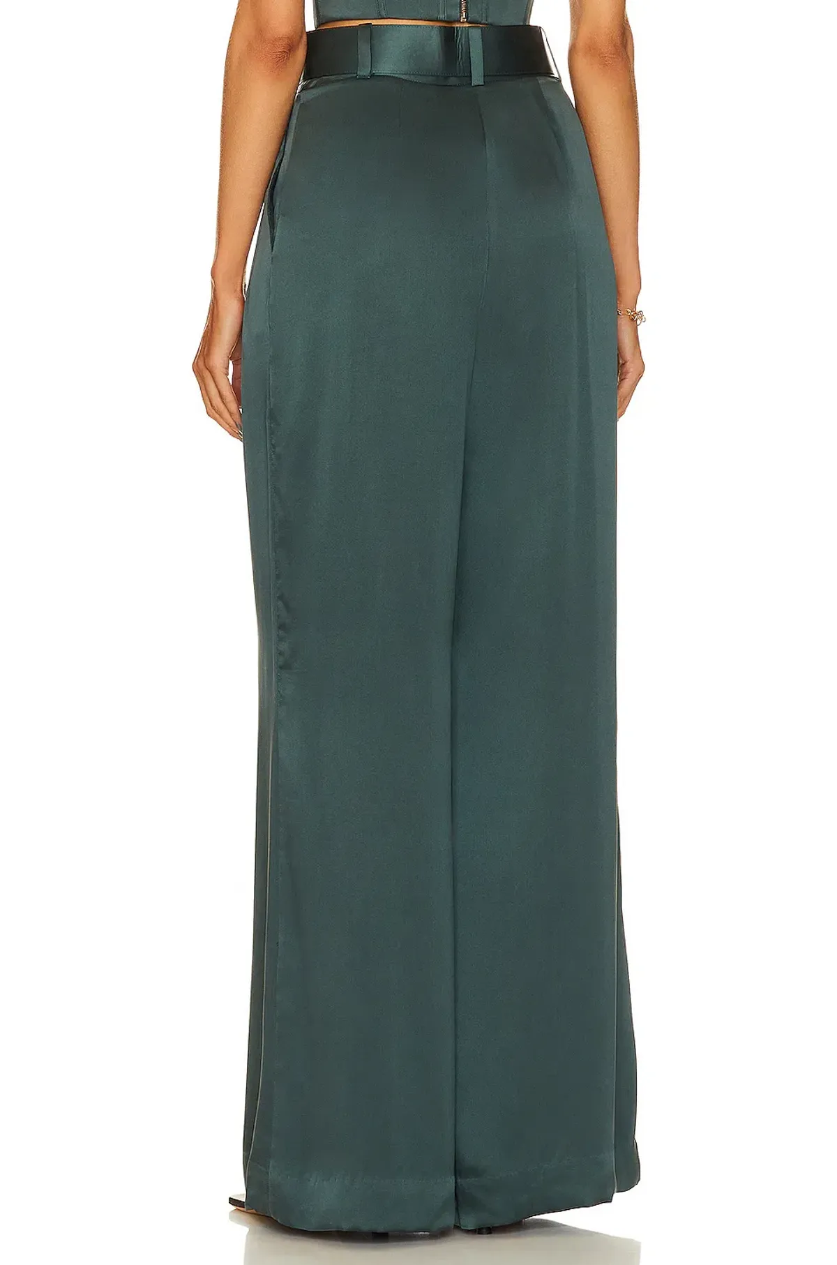 Zimmermann Espionage Silk Tuck Pants Forest Green Size 0 / AU 8 - Image 2