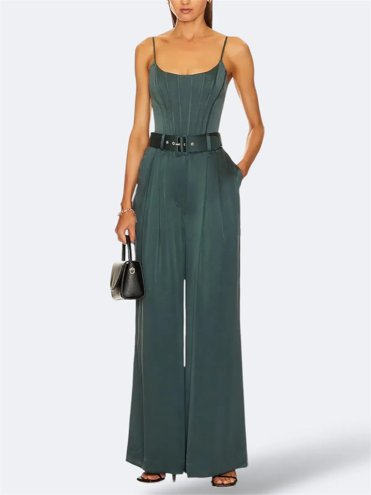 Zimmermann Espionage Silk Tuck Pants Forest Green AU 8 / 0 - Image 3