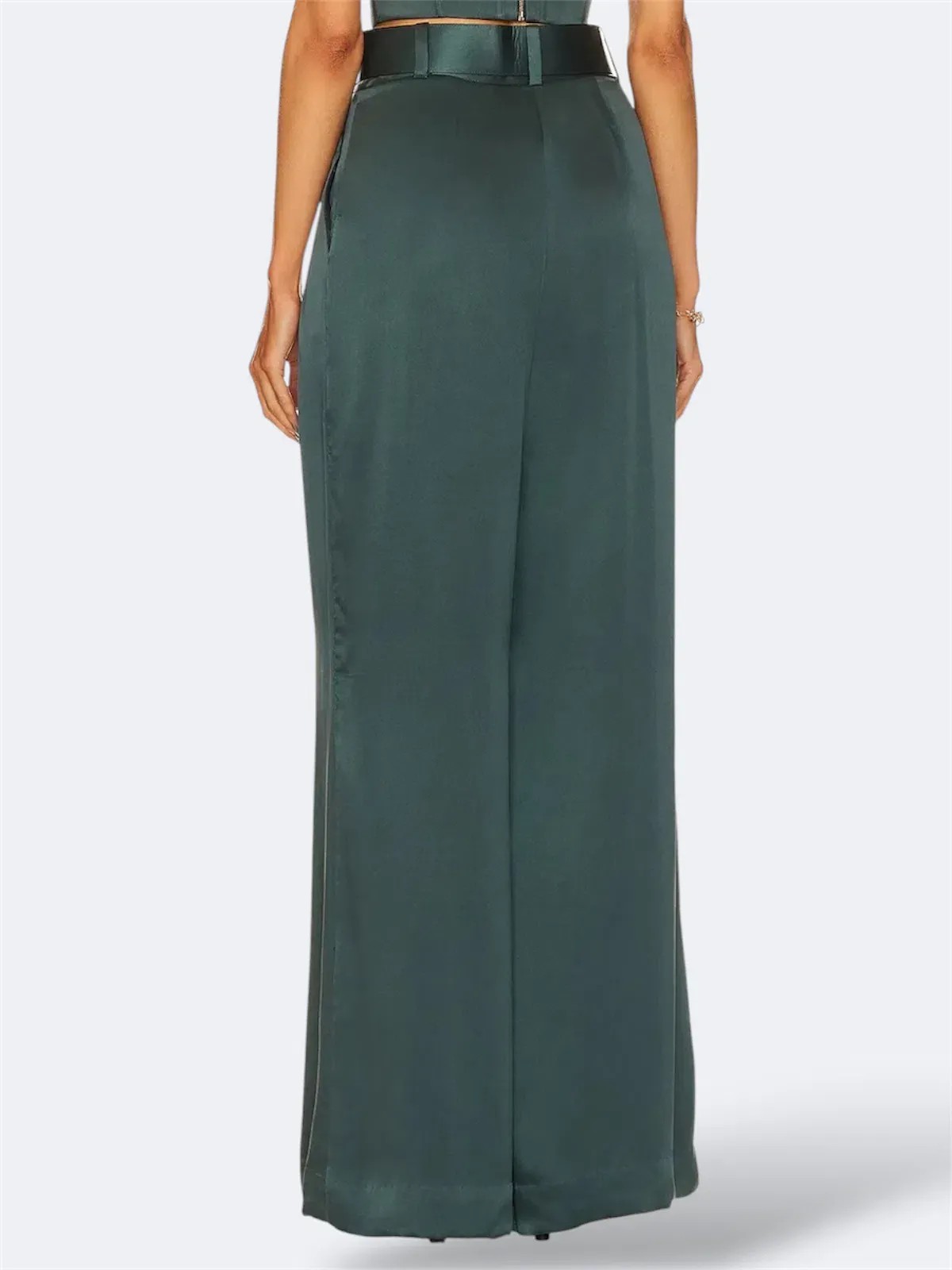 Zimmermann Espionage Silk Tuck Pants Forest Green AU 8 / 0 - Image 4