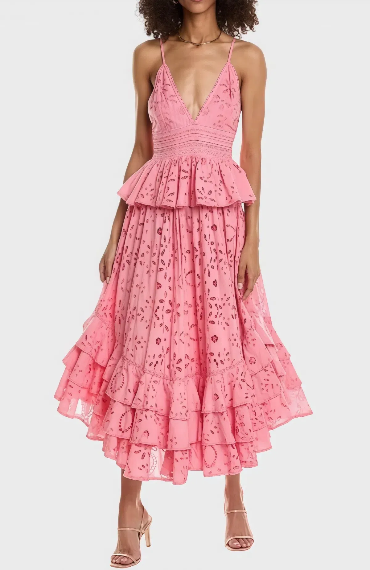 Rococo Sand Moss Tiered Maxi Dress Pink S / AU 8 - Image 1