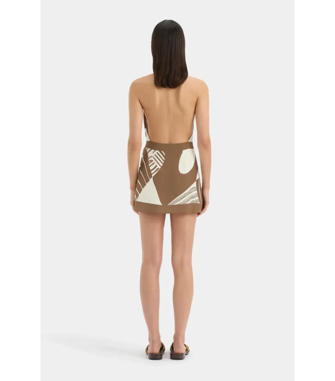 Sir The Label Almara Wrap Halter Mini Dress Espresso Stripe Size 3 / AU 12 for rent on The Volte - main image