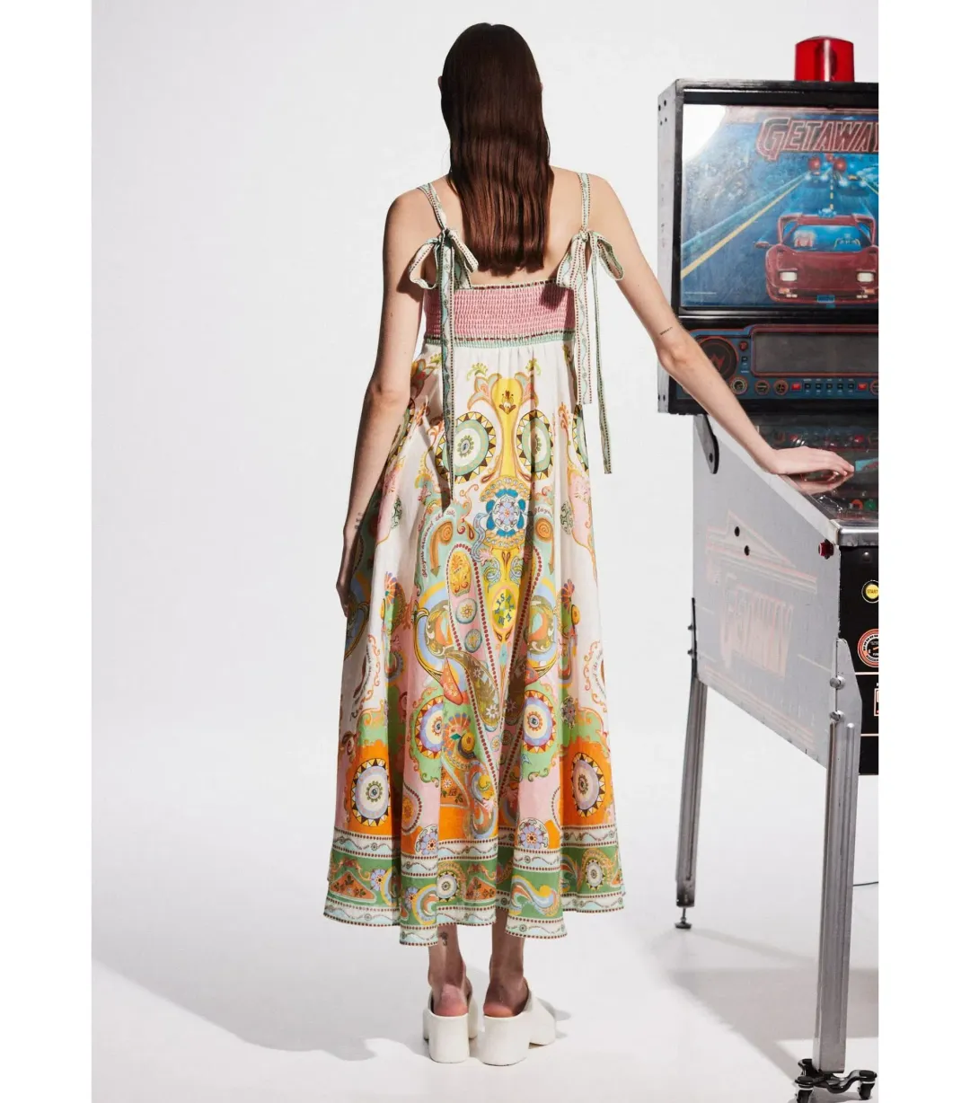 Alemais Pinball Linen Midi Dress Multi Size AU 16 for rent on The Volte - main image