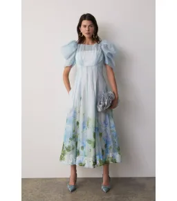 Aje Clementine Midi Dress Blue Hydrangea Size AU 16 for rent on The Volte - image 1
