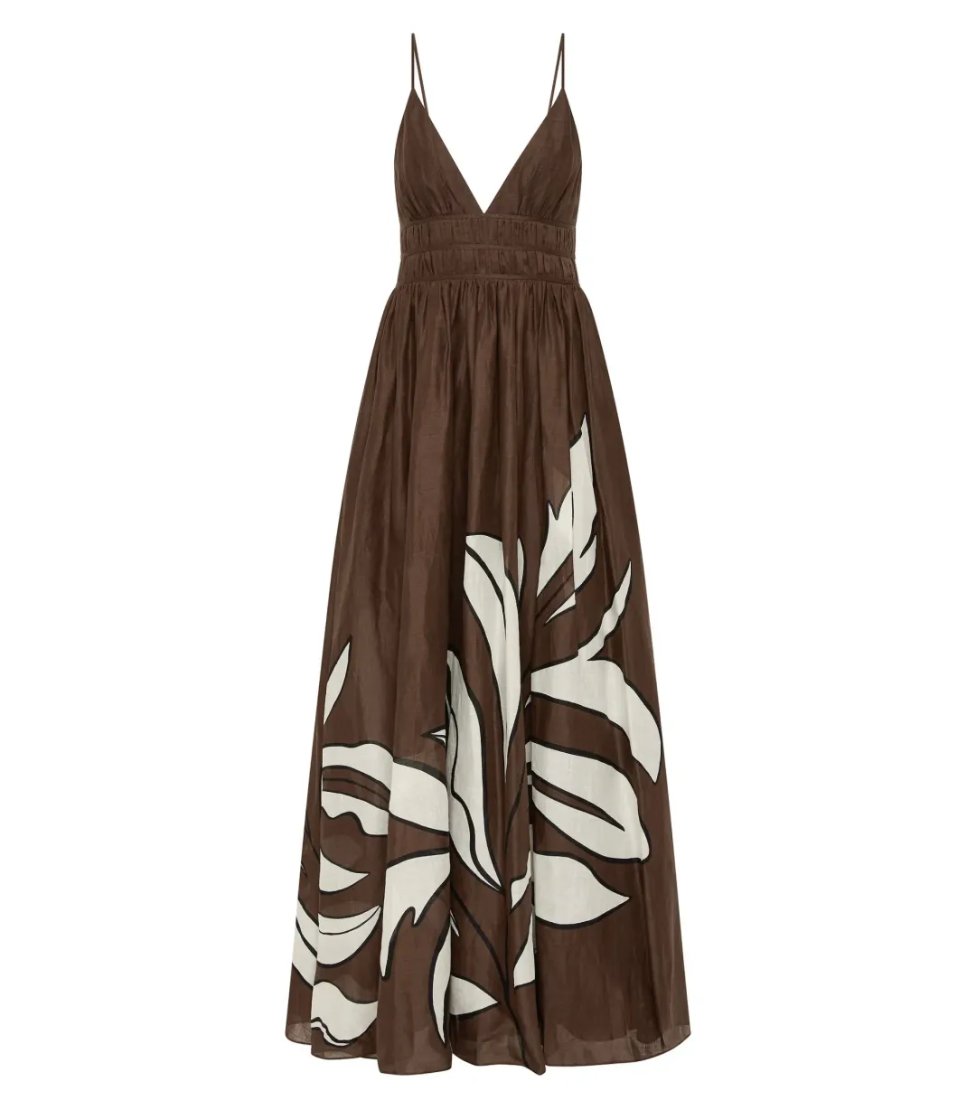 Aje Planetary Maxi Dress in Abstract Fern Carob Size AU 16 for rent on The Volte - main image