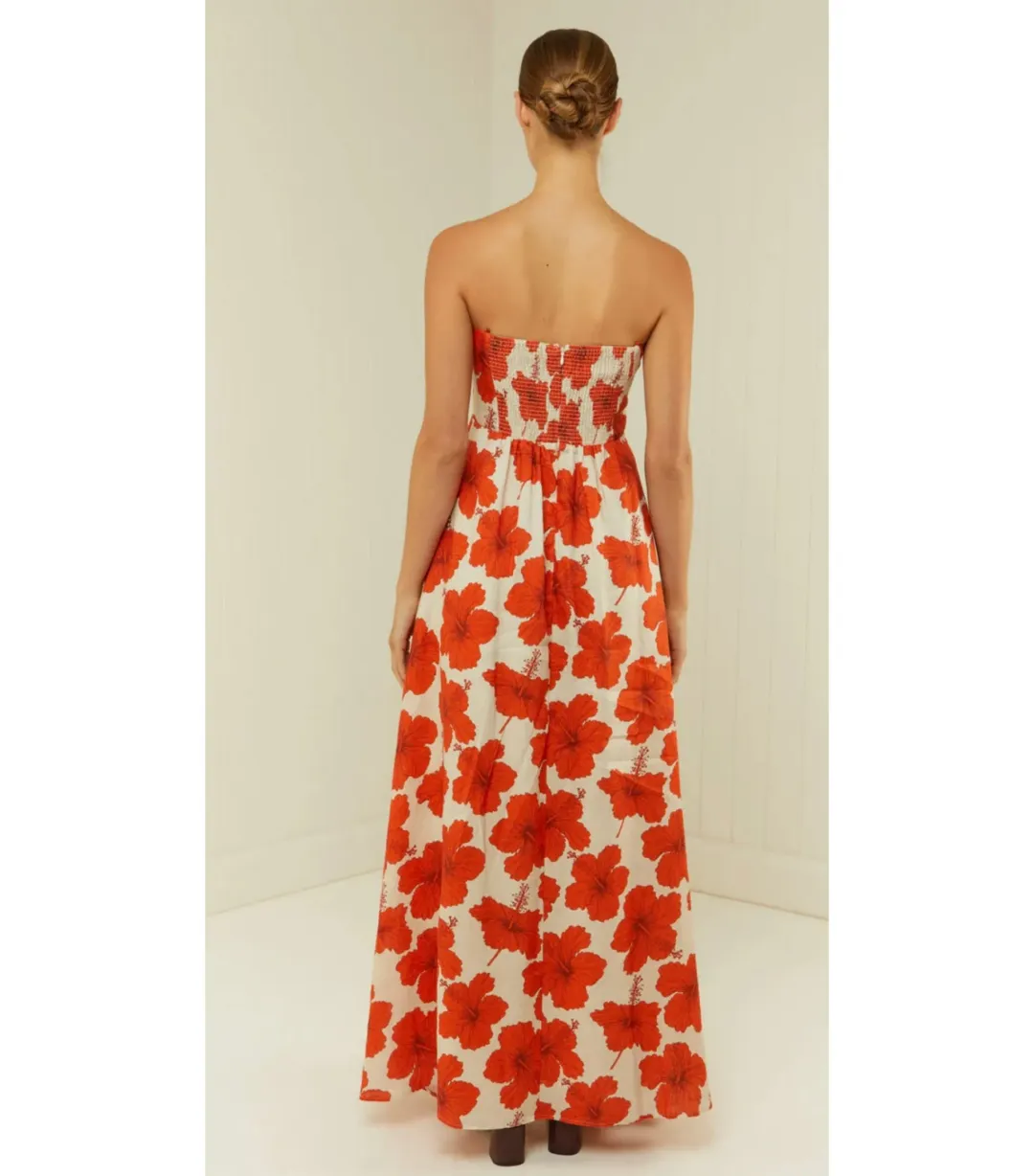 Palm Noosa Primrose Maxi Dress Red Hibiscus Size AU 10 for rent on The Volte - main image