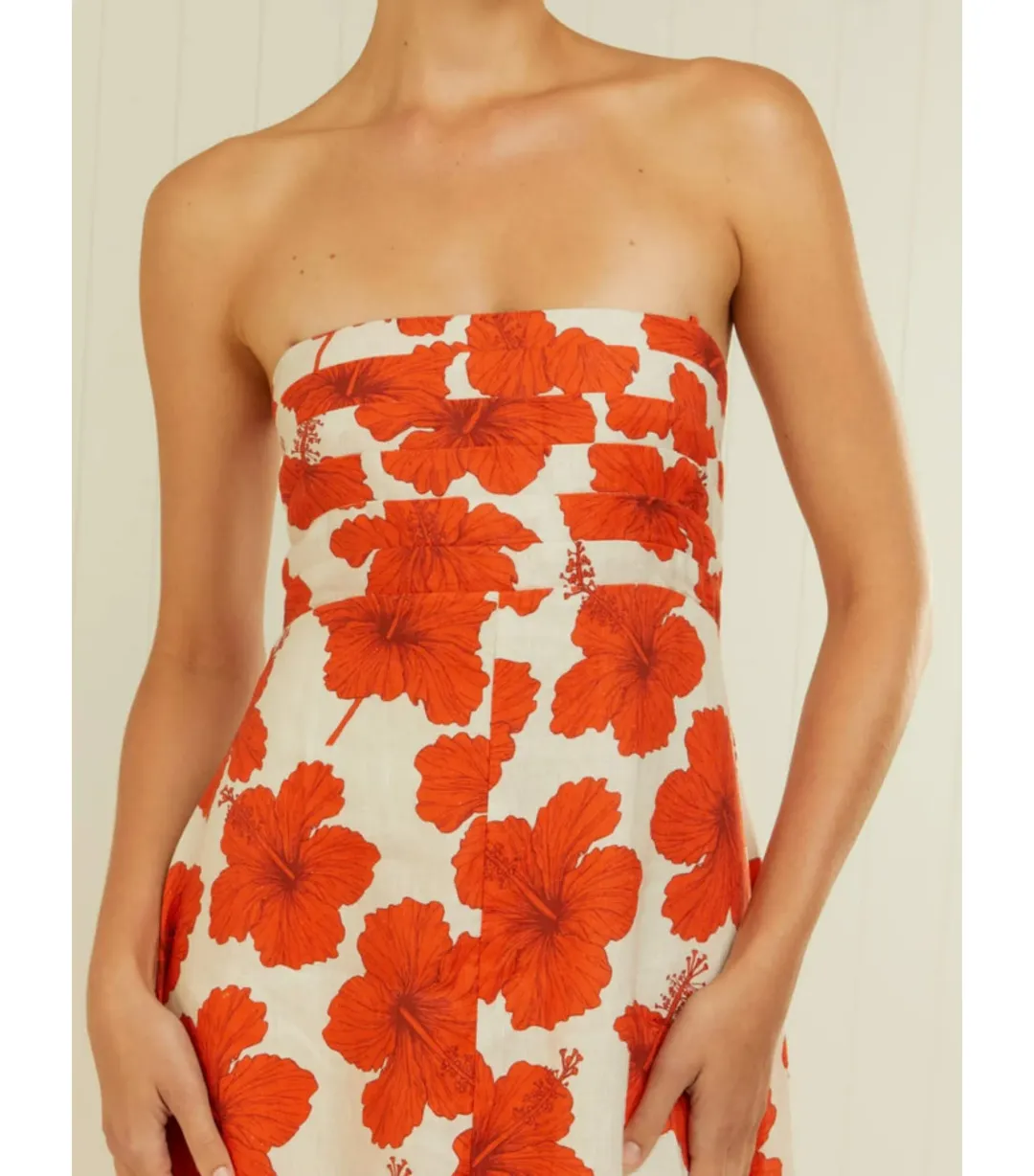 Palm Noosa Primrose Maxi Dress Red Hibiscus Size AU 10 for rent on The Volte - main image