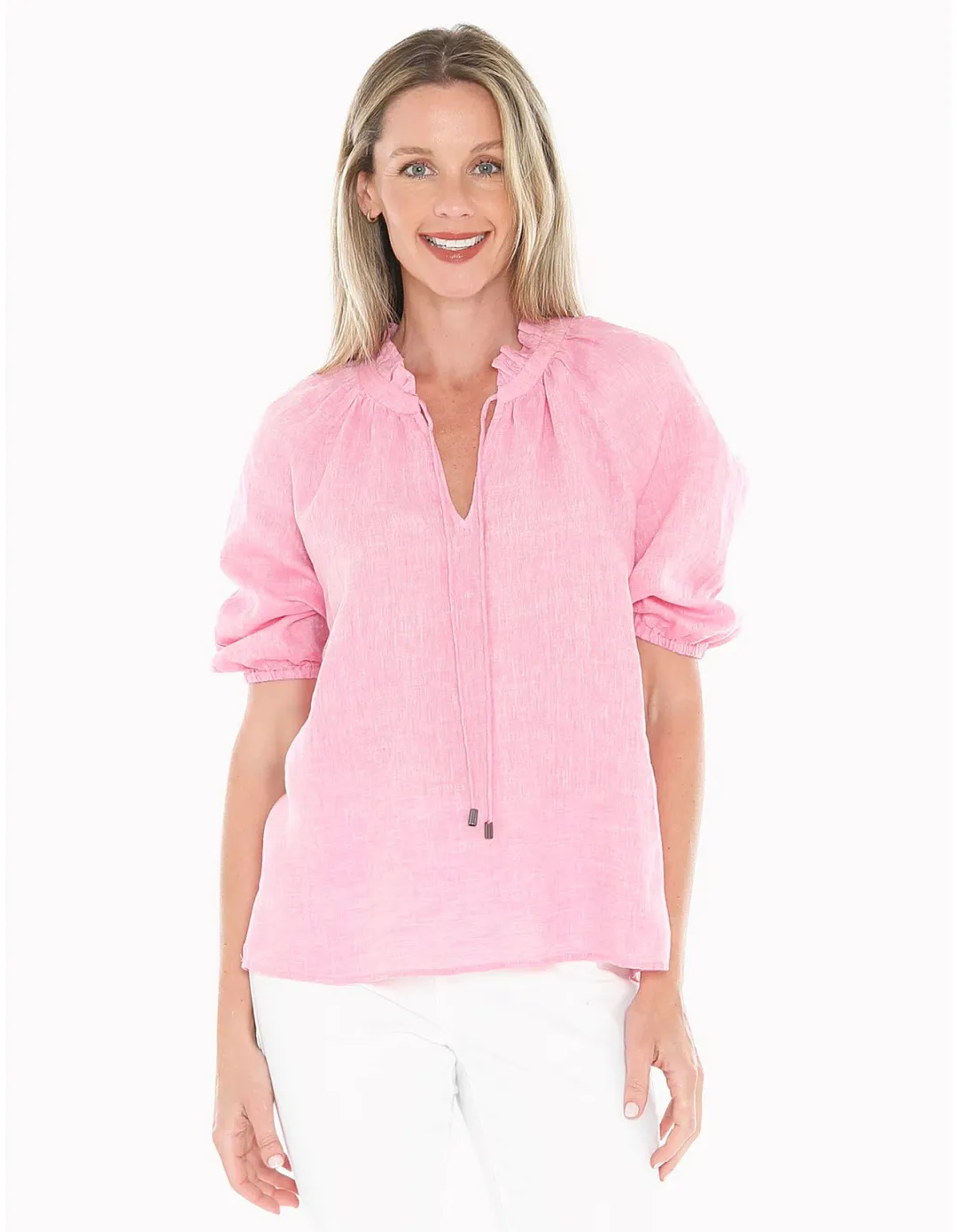 Jump Ruffle Neck Top Flamingo Size AU 16 for rent on The Volte - main image