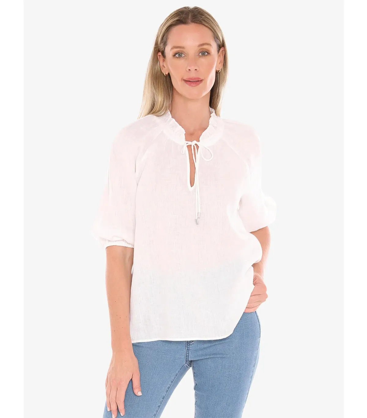 Jump Ruffle Neck Top White Size AU 16 - Image 3