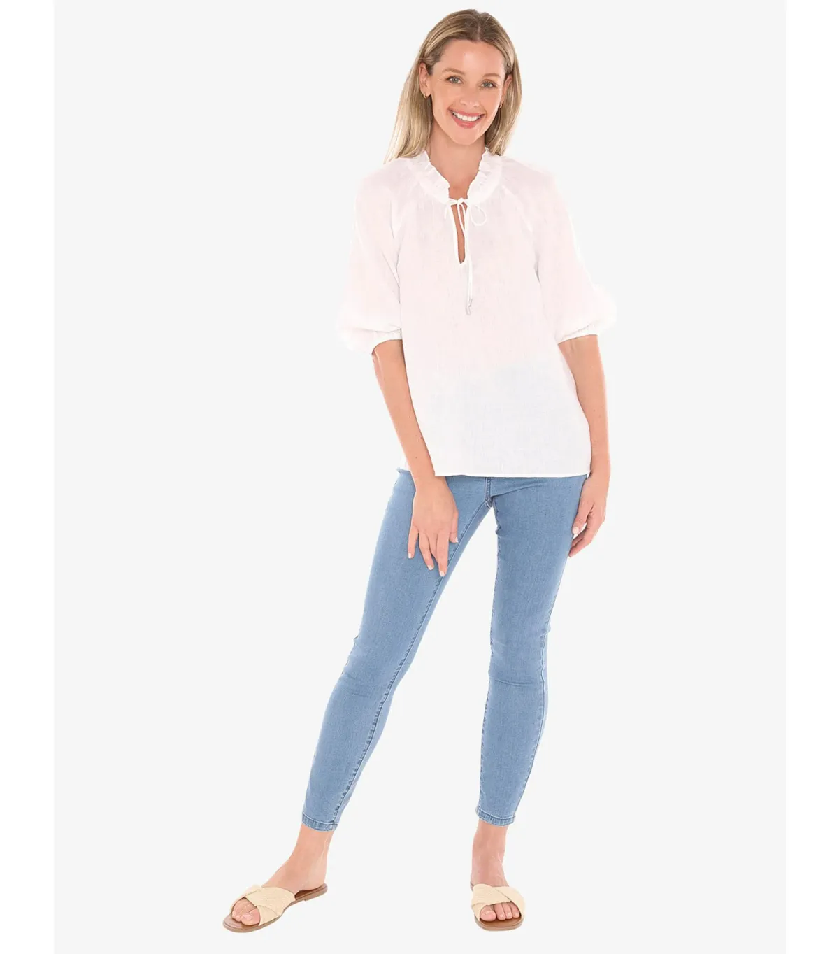 Jump Ruffle Neck Top White Size AU 16 - Image 1