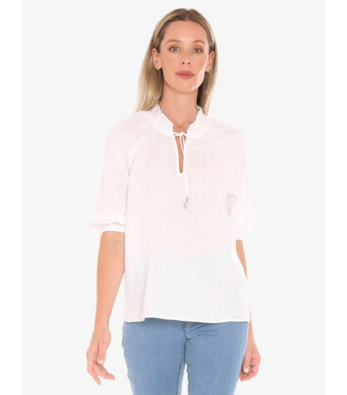 Jump Ruffle Neck Top White Size AU 16 - Image 2
