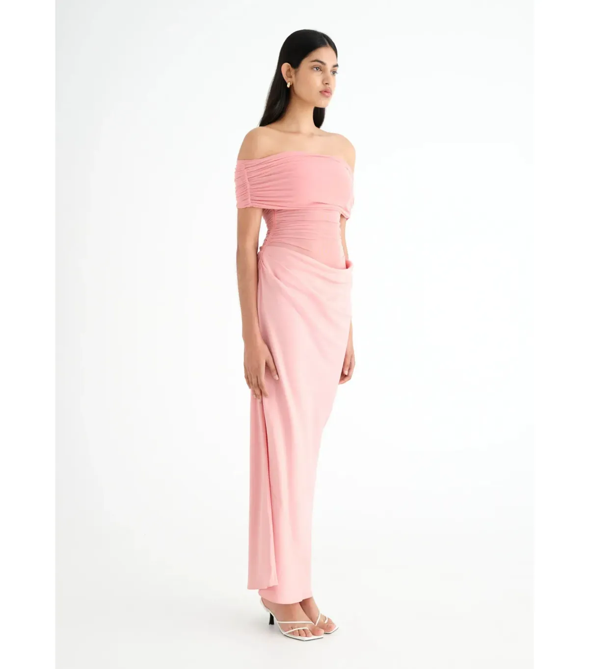 Benni Nico Off Shoulder Maxi Dress Candy Floss Pink Size AU 10 - Image 2
