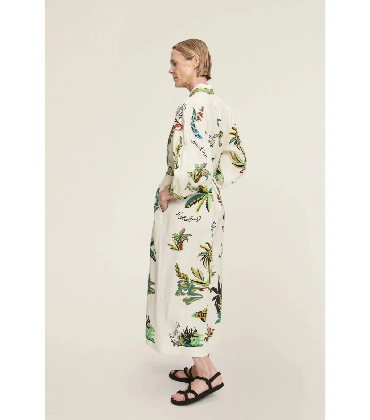 Alemais Day Dream Linen Midi Shirtdress Print Size AU 8 - Image 4
