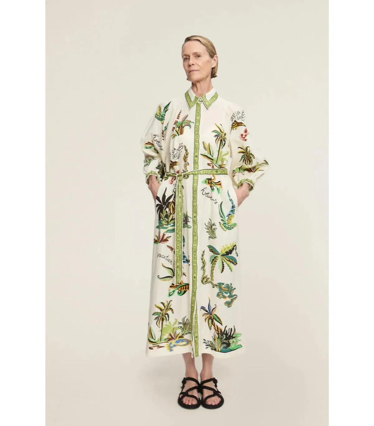 Alemais Day Dream Linen Midi Shirtdress Print Size AU 8 - Image 1