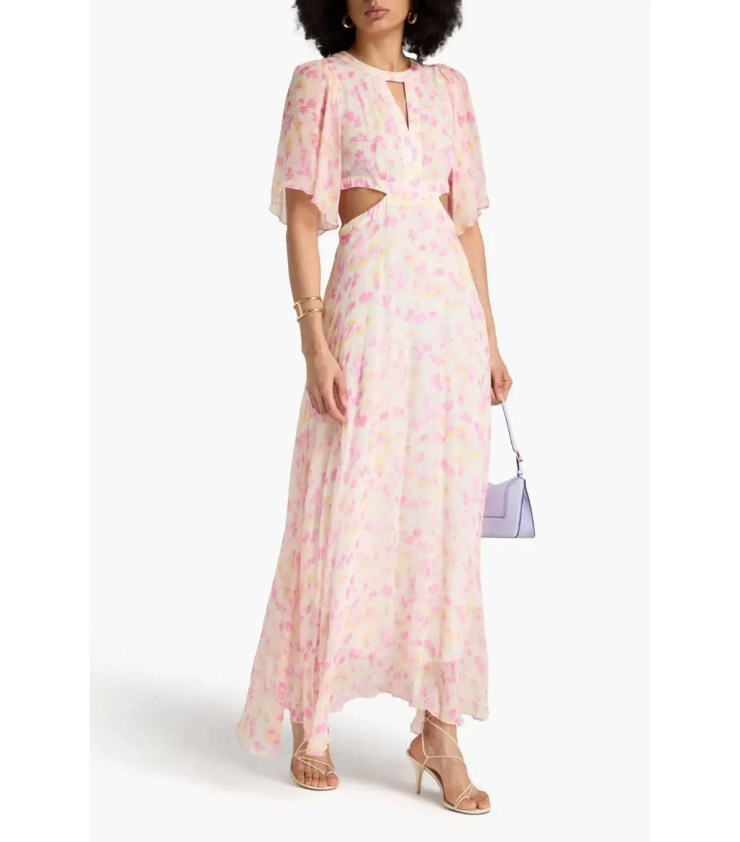 Maje Cutout Georgette Maxi Dress Printed Size 36 / AU 8 for rent on The Volte - main image