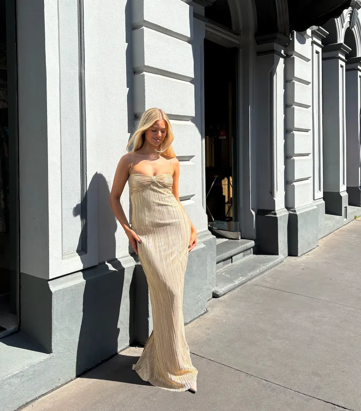 Lovers + Friends May Maxi Gown Gold Size AU 6 - Image 1