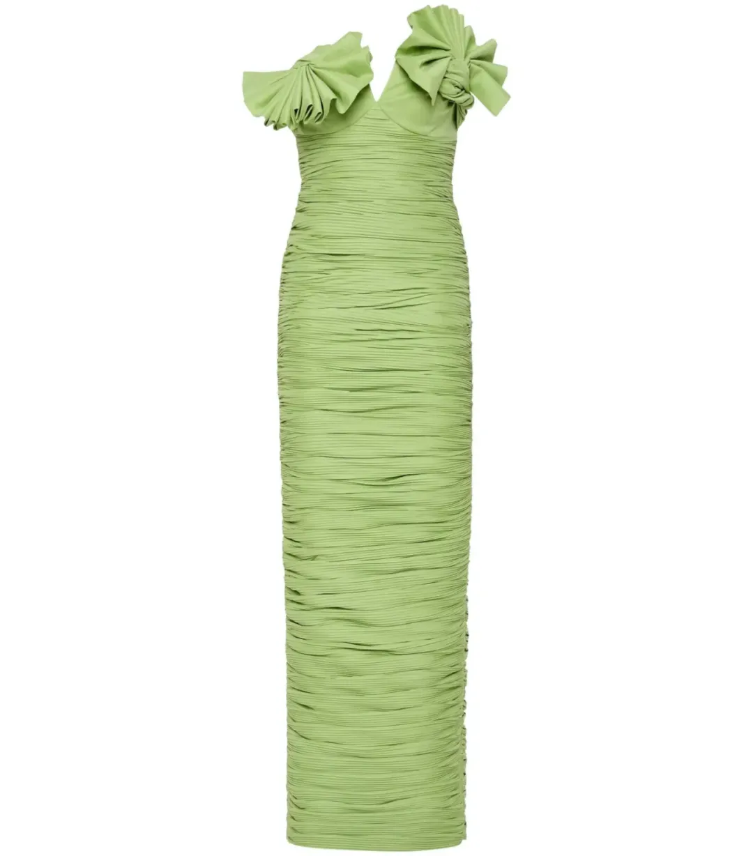 Rachel Gilbert Jensen Maxi Gown Pistachio Size AU 8 for rent on The Volte - main image