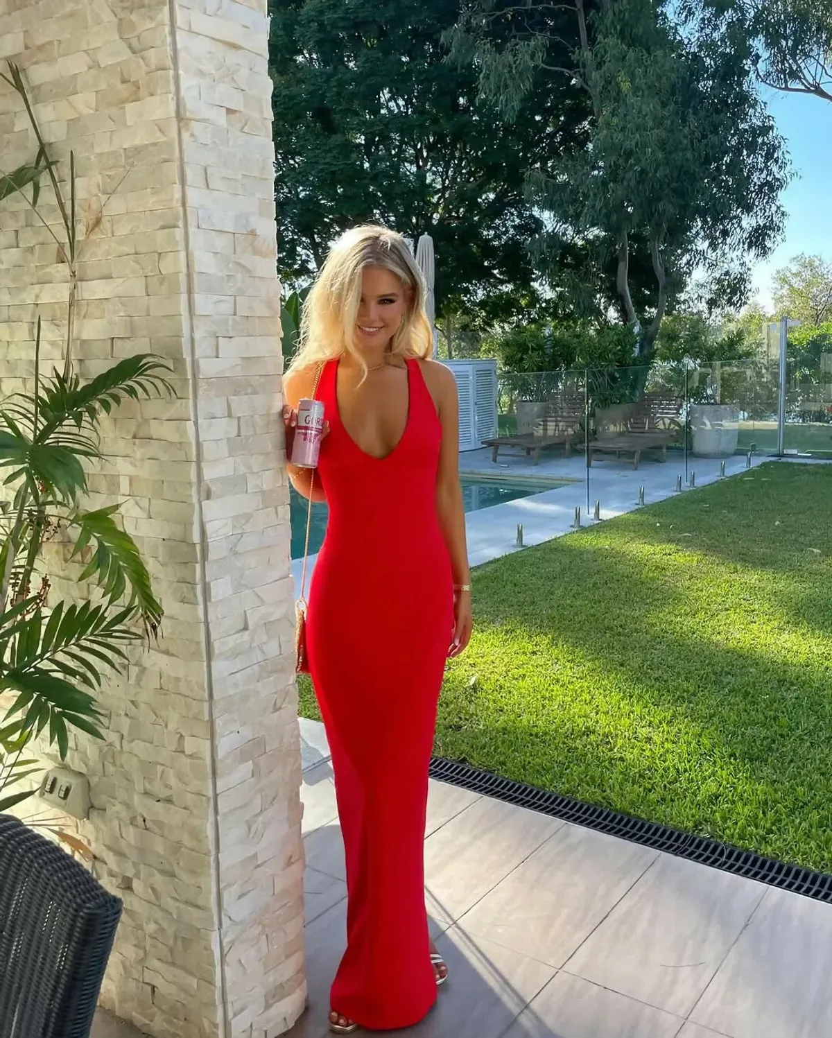 Effie Kats Eiza Gown Cherry Red Size S/Au 8 - Image 2