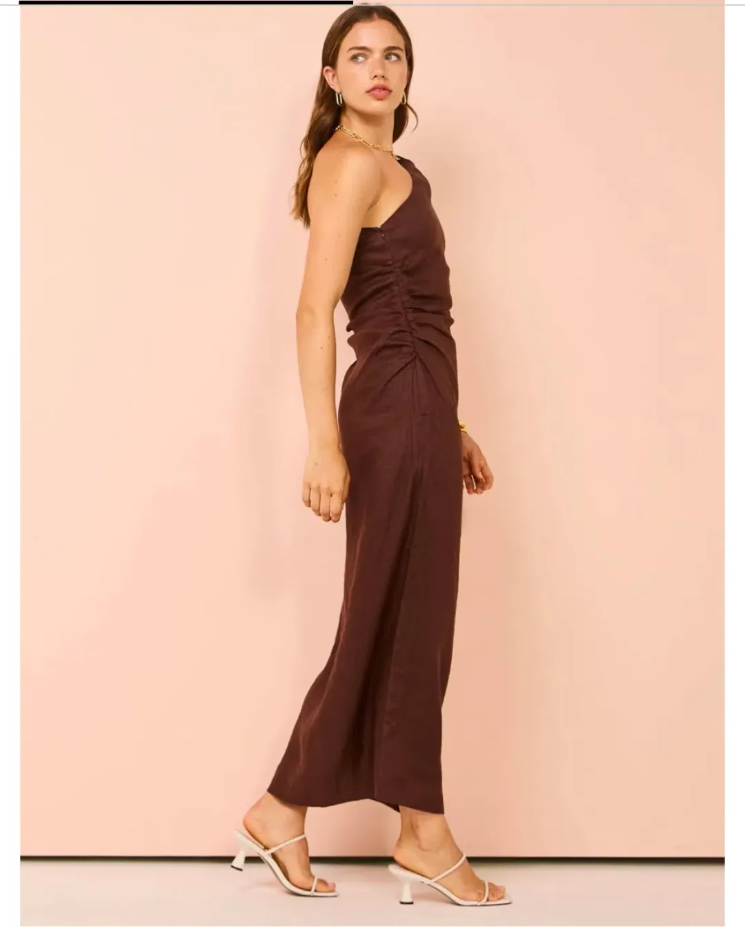 Faithfull The Brand Jomana Midi Dress In Cacao Size 10 for rent on The Volte - main image