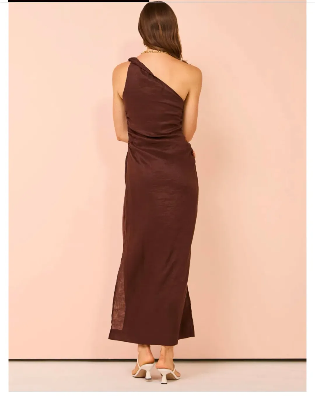 Faithfull The Brand Jomana Midi Dress In Cacao Size 10 for rent on The Volte - main image