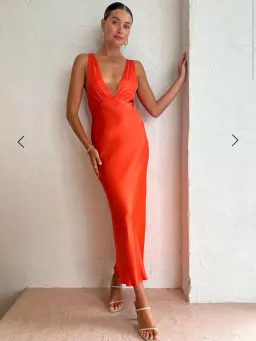 Shona Joy Milo Plunged Cross Back Midi Dress Red Size 10 for rent on The Volte - image 1