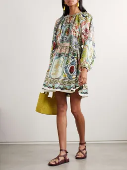 Alémais Tommasina Printed Ramie Mini Dress Multi Size 8 for rent on The Volte - image 1
