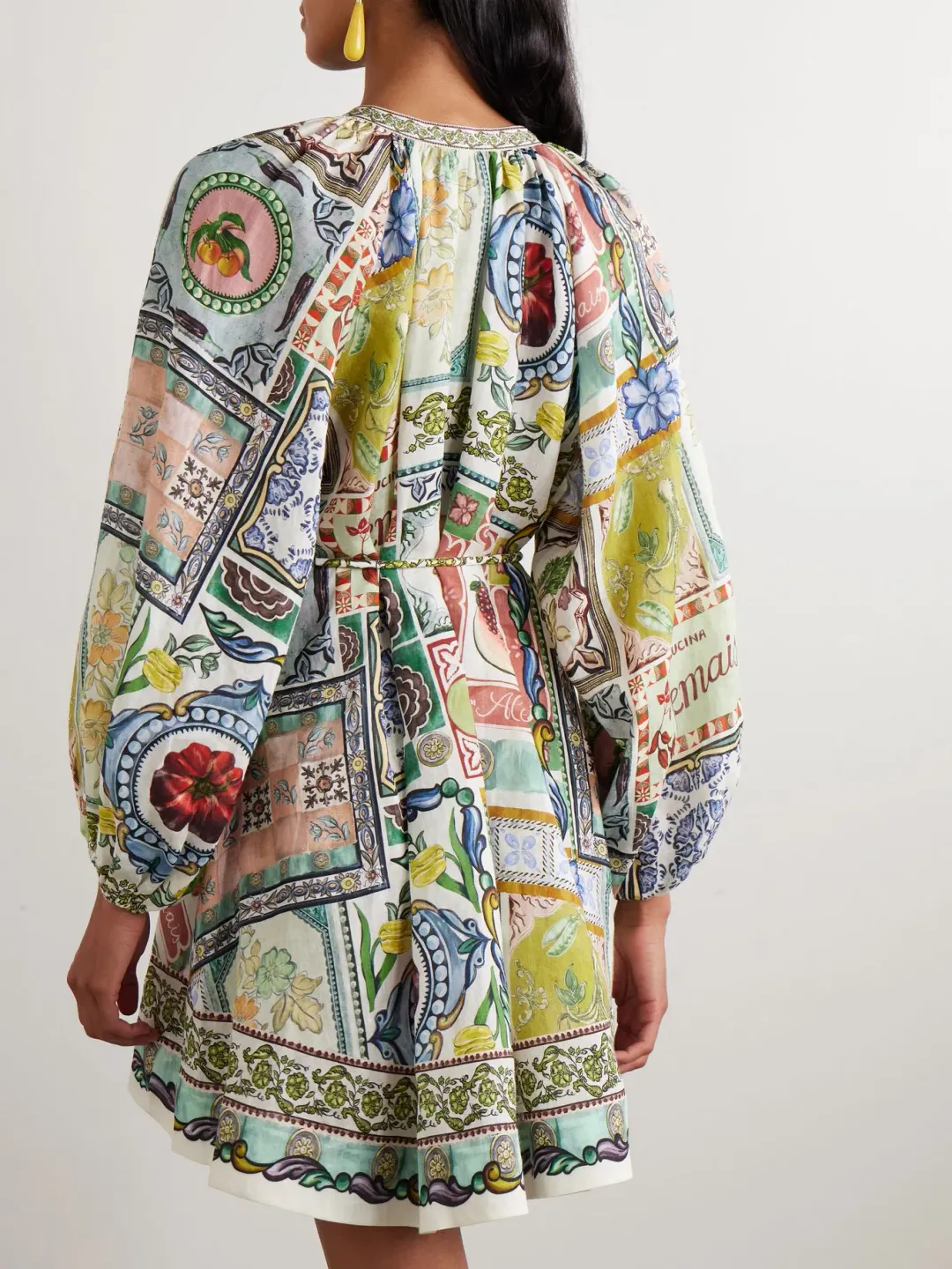 Alémais Tommasina Printed Ramie Mini Dress Multi Size 8 for rent on The Volte - main image
