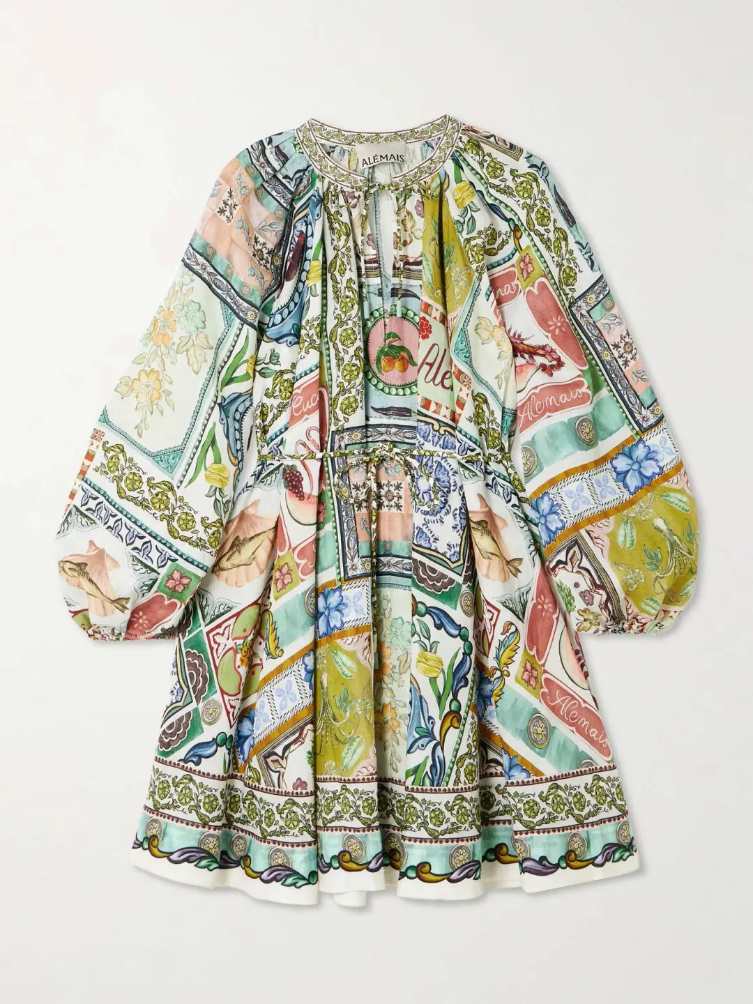 Alémais Tommasina Printed Ramie Mini Dress Multi Size 8 for rent on The Volte - main image