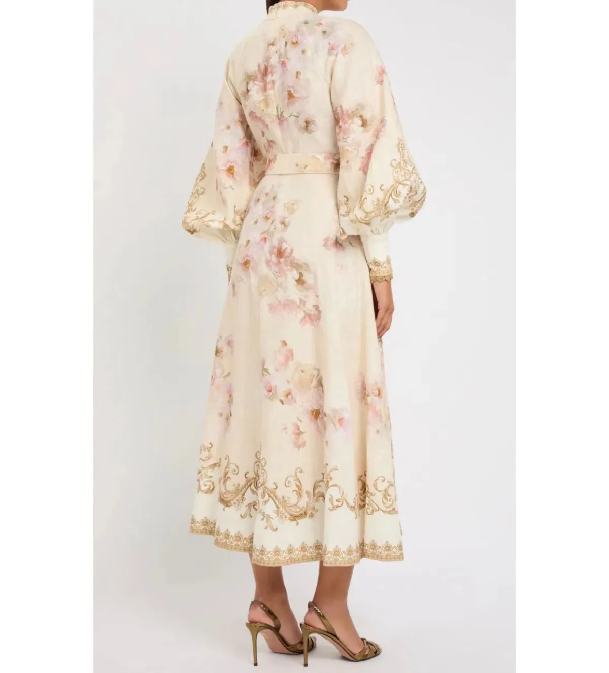 Zimmermann Hypnotic Buttoned Midi Dress Creamy Peony Size 3 AU 14 - Image 3