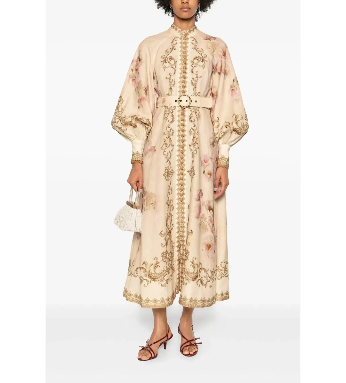 Zimmermann Hypnotic Buttoned Midi Dress Creamy Peony Size 3 AU 14 - Image 1