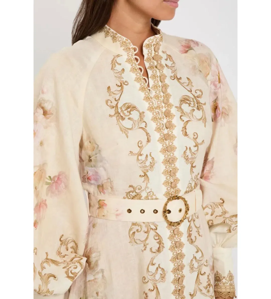 Zimmermann Hypnotic Buttoned Midi Dress Creamy Peony Size 3 AU 14 for rent on The Volte - main image