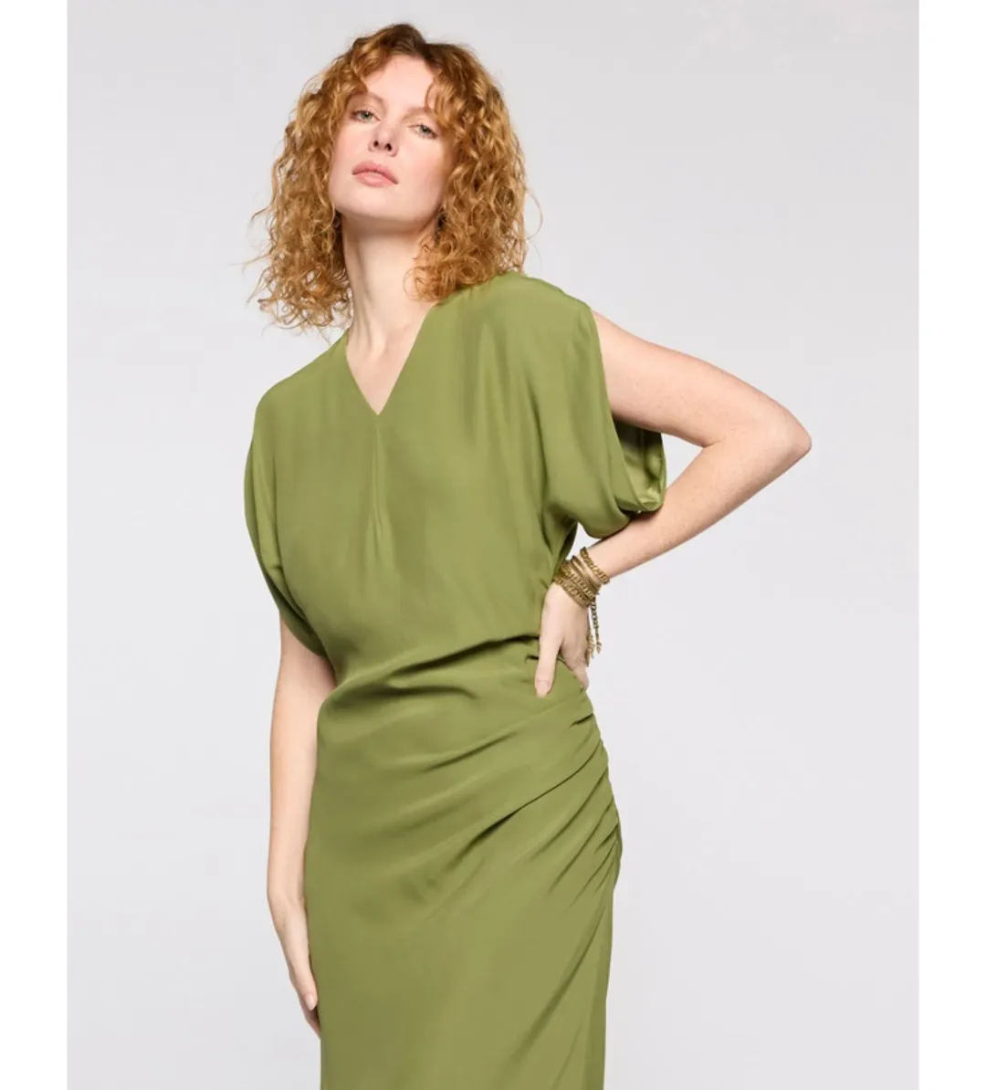 Sass & Bide Ivy Dance Midi Dress in Khaki Size AU 8 for rent on The Volte - main image