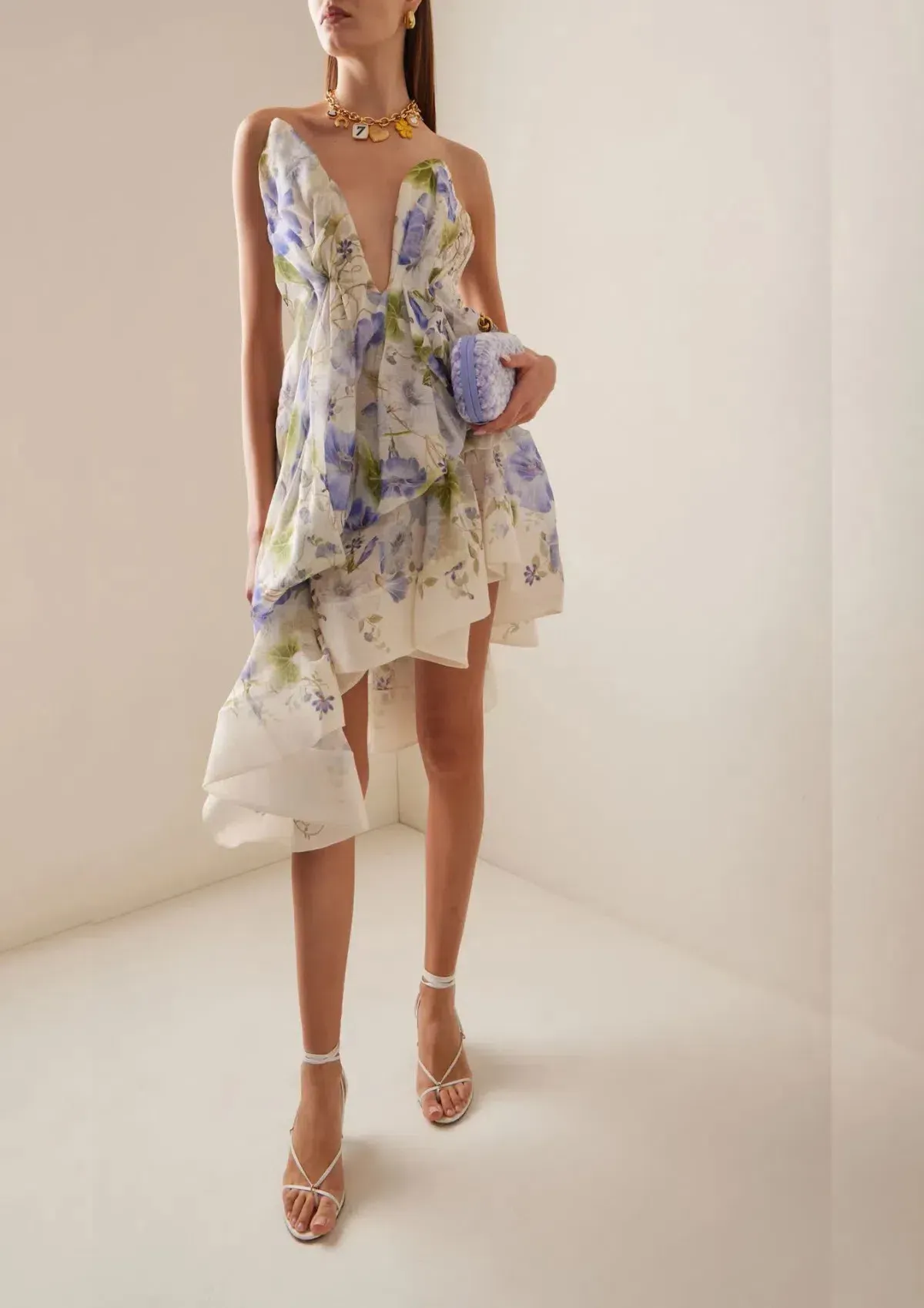 Zimmermann Natura Draped Mini Blue Floral Size 0 / AU 8 - Image 1