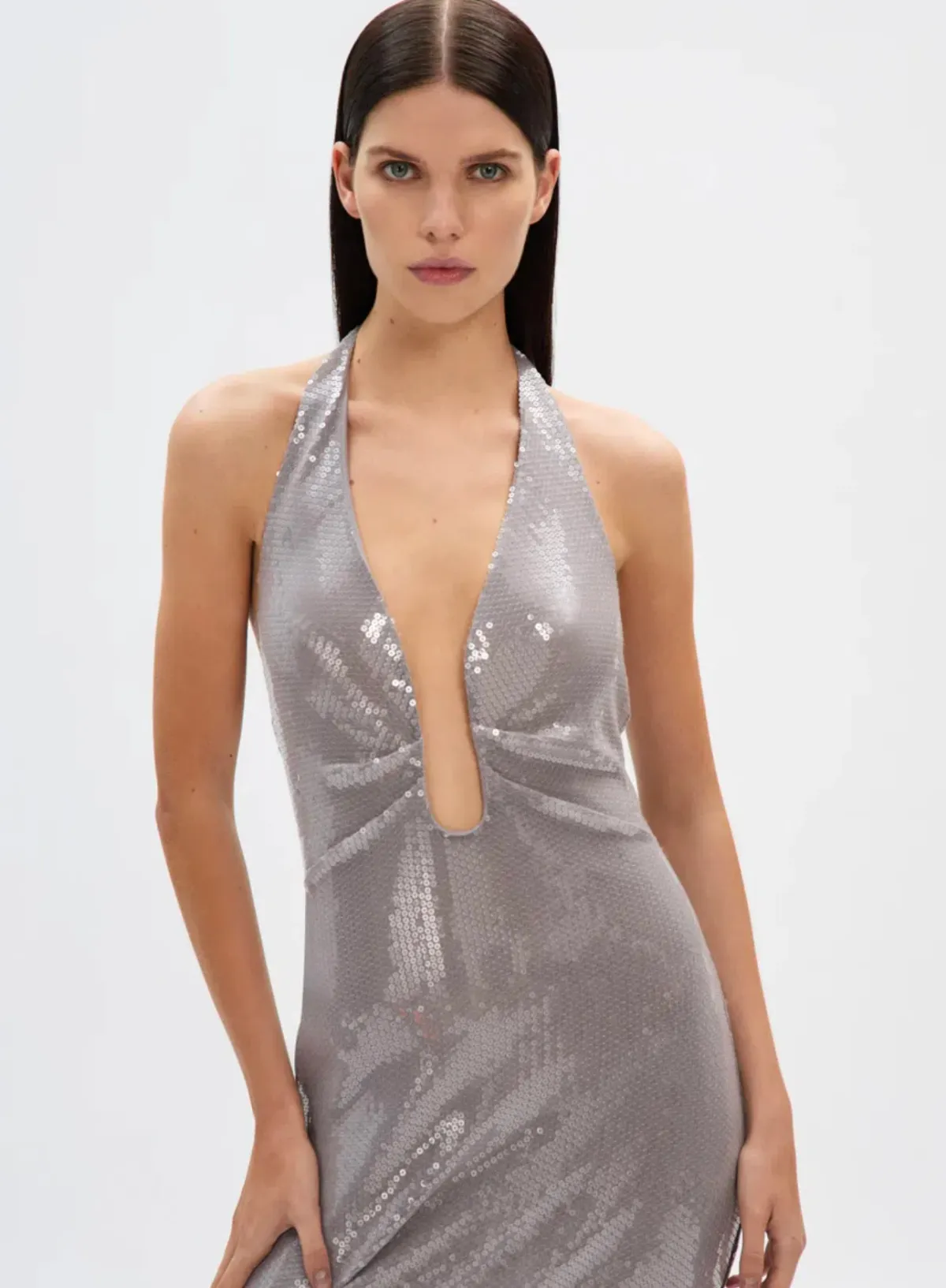 MISHA Alusia Sequin Maxi Dress in Pewter Size Medium / AU 10 - Image 4