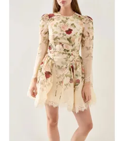 Zimmermann Hypnotic Lace Trim Mini Dress in Cream Cascade Size 0 / AU 8 for rent on The Volte - image 5