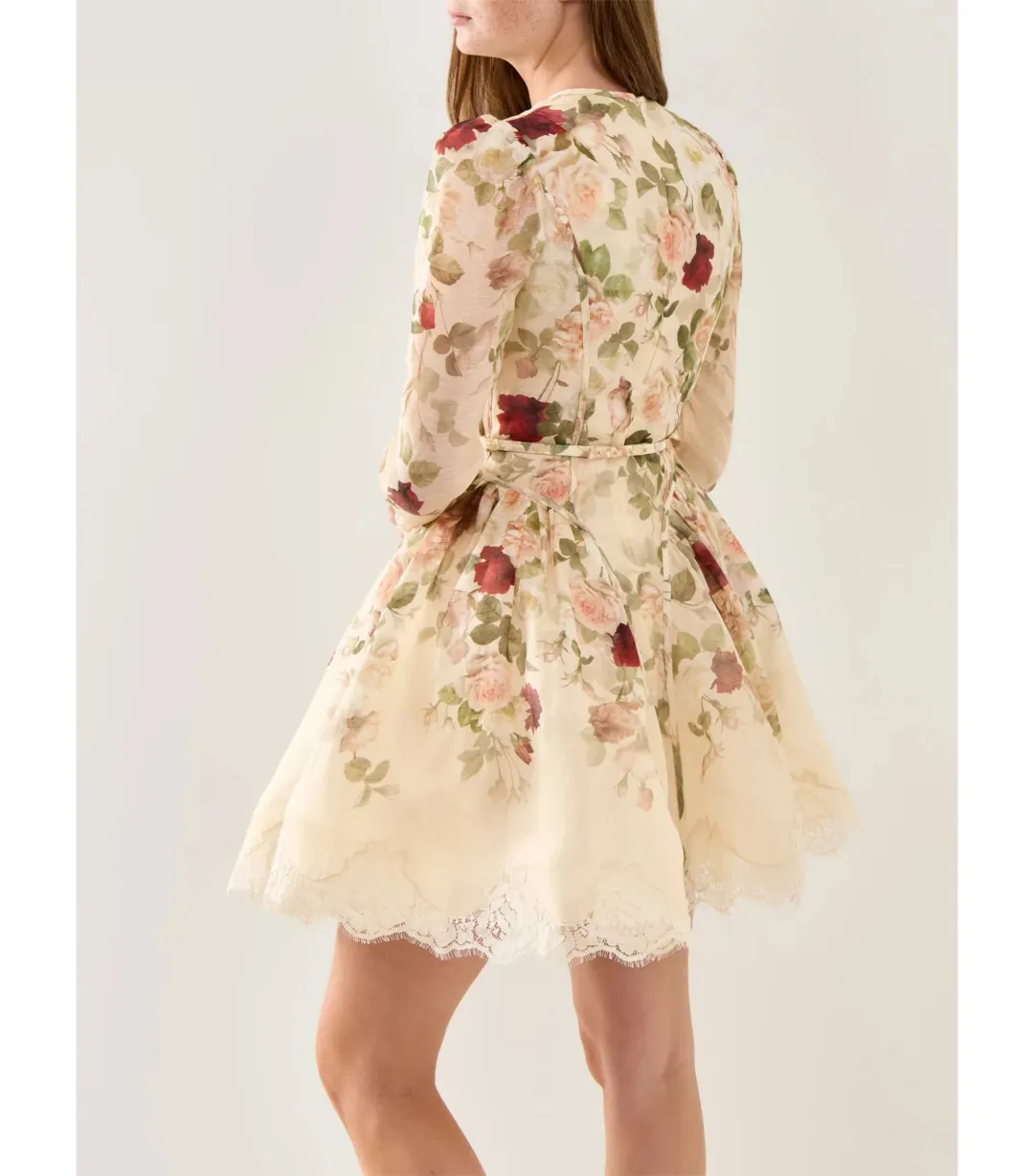 Zimmermann Hypnotic Lace Trim Mini Dress in Cream Cascade Size 0 / AU 8 for rent on The Volte - main image