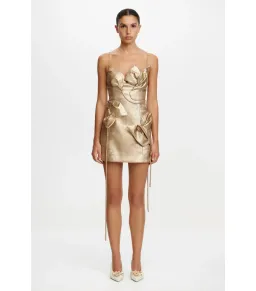 Acler Hillsome Mini Dress Gold Size AU 10 for rent on The Volte - image 1