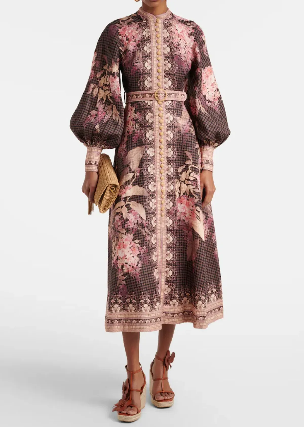 Zimmermann Illuminate Floral Linen Midi Dress Size 1/ Au 10 - Image 1