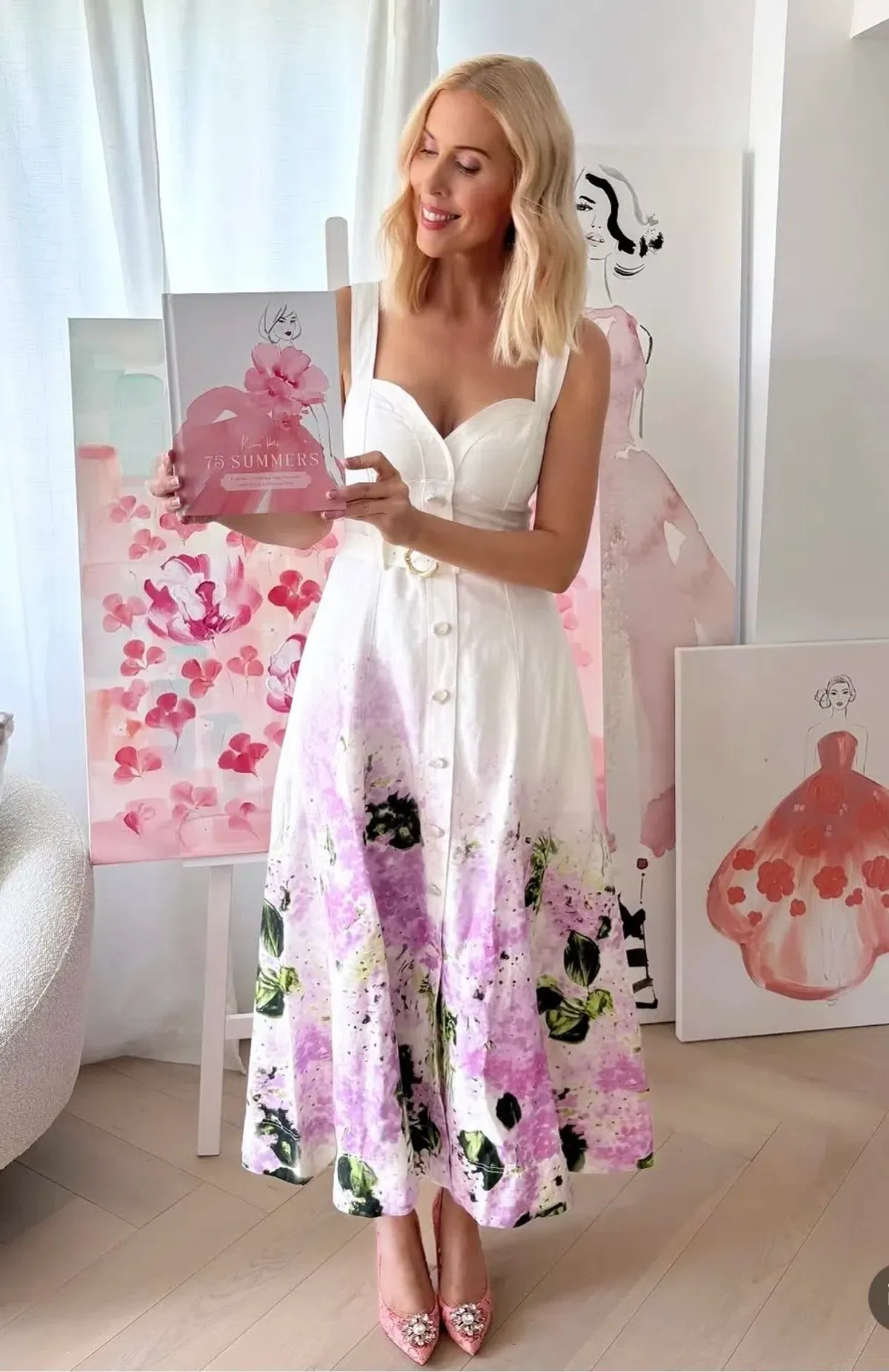 Aje Eartha Midi Dress In Pink Hydrangea Size 8 - Image 1