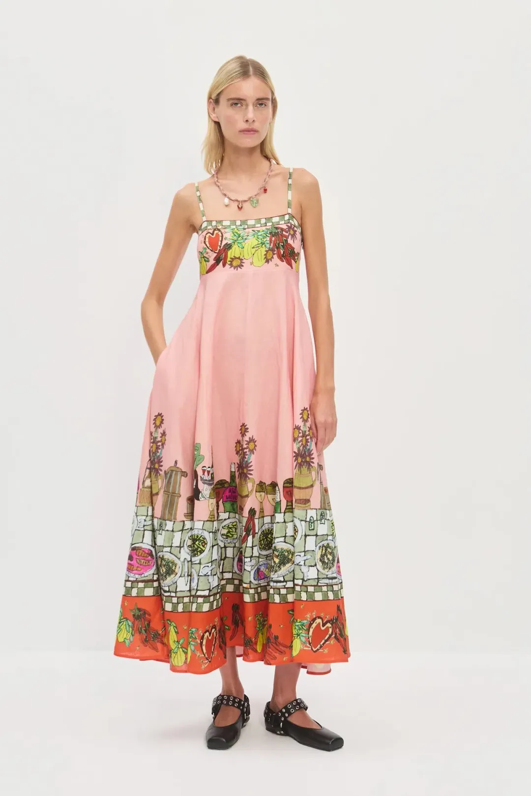 Alemais Contessa Midi Sundress Pink Size 6 for rent on The Volte - main image