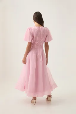 Aje Nova Pleated Midi Dress Chalk Pink Size AU 12 for rent on The Volte - image 4